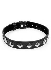 Черный ошейник с серебристыми ромбиками - Notabu - купить с доставкой во Владикавказе