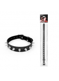 Черный ошейник с серебристыми шипами - Notabu - купить с доставкой во Владикавказе