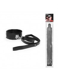 Черный ошейник на поводке с ручкой-петлей - Notabu - купить с доставкой во Владикавказе