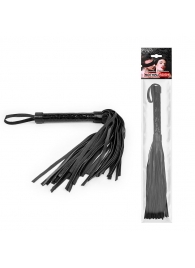 Черная многохвостовая плеть с круглой гладкой ручкой - 38 см. - Notabu - купить с доставкой во Владикавказе