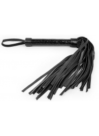 Черная многохвостовая плеть с круглой гладкой ручкой - 38 см. - Notabu - купить с доставкой во Владикавказе