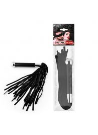 Черная многохвостая плетка с круглой ручкой с шариком на конце - 39 см. - Notabu - купить с доставкой во Владикавказе