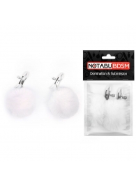 Зажимы для сосков с белым пушком - Notabu - купить с доставкой во Владикавказе