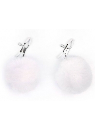 Зажимы для сосков с белым пушком - Notabu - купить с доставкой во Владикавказе