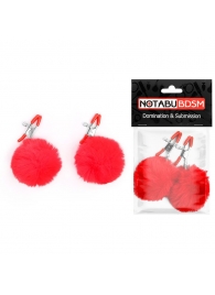 Зажимы для сосков с красным пушком - Notabu - купить с доставкой во Владикавказе