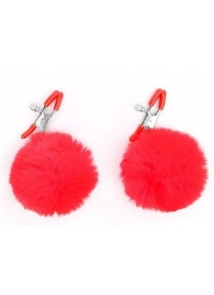 Зажимы для сосков с красным пушком - Notabu - купить с доставкой во Владикавказе