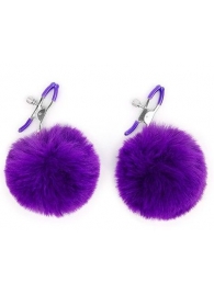 Зажимы для сосков с фиолетовым пушком - Notabu - купить с доставкой во Владикавказе