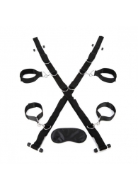 Чёрный набор для фиксации у двери - Lux Fetish - купить с доставкой во Владикавказе