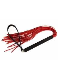 Красная кожаная плеть MIX с черной рукоятью - 47 см. - Sitabella - купить с доставкой во Владикавказе