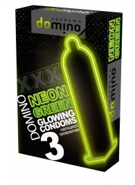 Презервативы DOMINO Neon Green со светящимся в темноте кончиком - 3 шт. - Domino - купить с доставкой во Владикавказе