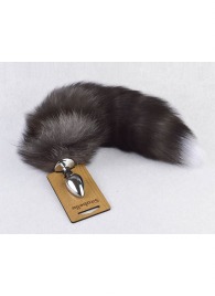 Серебристая анальная пробка с пушистым хвостиком - Sitabella - купить с доставкой во Владикавказе