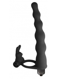 Черная вибронасадка для двойного проникновения Jungle Bunny - 17 см. - Lola Games - купить с доставкой во Владикавказе