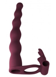 Бордовая вибронасадка для двойного проникновения Jungle Bunny - 17 см. - Lola Games - купить с доставкой во Владикавказе