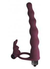 Бордовая вибронасадка для двойного проникновения Jungle Bunny - 17 см. - Lola Games - купить с доставкой во Владикавказе