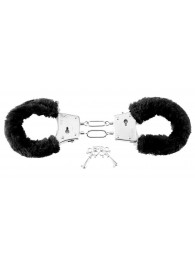 Меховые чёрные наручники Beginner s Furry Cuffs - Pipedream - купить с доставкой во Владикавказе
