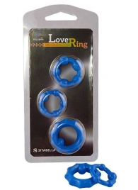 Набор из 3 синих рельефных эрекционных колец - Sitabella - во Владикавказе купить с доставкой