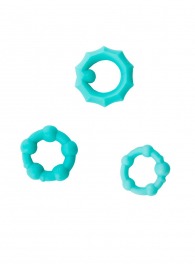 Набор из 3 бирюзовых рельефных эрекционных колец - Sitabella - во Владикавказе купить с доставкой