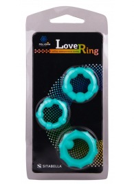 Набор из 3 бирюзовых рельефных эрекционных колец - Sitabella - во Владикавказе купить с доставкой