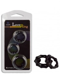 Набор из 3 черных рельефных эрекционных колец - Sitabella - во Владикавказе купить с доставкой