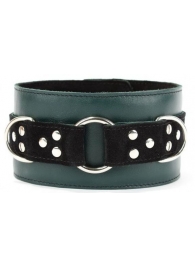 Изумрудный широкий ошейник Ladys Arsenal с замшевыми вставками - БДСМ Арсенал - купить с доставкой во Владикавказе