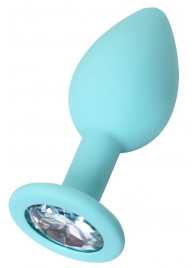 Мятная анальная пробка с прозрачным кристаллом Brilliant - 7 см. - ToyFa - купить с доставкой во Владикавказе