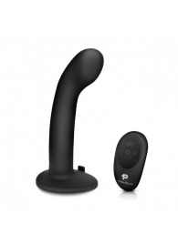 Черный вибрострапон с загнутой головкой Pegasus с пультом ДУ - 15 см. - Pegasus - купить с доставкой во Владикавказе