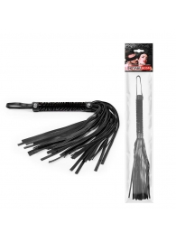 Черная гладкая плеть-флоггер с ручкой - 40 см. - Notabu - купить с доставкой во Владикавказе