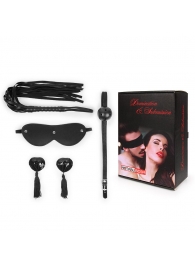 Эротический набор в черном цвете: маска, кляп, пэстисы, плётка - Notabu - купить с доставкой во Владикавказе