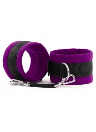 Фиолетово-черные наручники My rules на сцепке - БДСМ Арсенал - купить с доставкой во Владикавказе