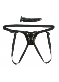 Чёрный с золотом женский страпон Designer Strap-On - Pipedream - купить с доставкой во Владикавказе