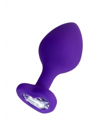 Фиолетовая анальная втулка Diamond Heart с прозрачным кристаллом - 8 см. - ToyFa - купить с доставкой во Владикавказе