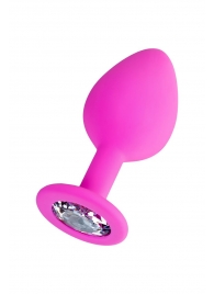 Розовая анальная втулка Brilliant с прозрачным кристаллом - 8 см. - ToyFa - купить с доставкой во Владикавказе