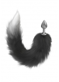 Серебристая анальная пробка с черным хвостом Galaxy - Lola Games - купить с доставкой во Владикавказе