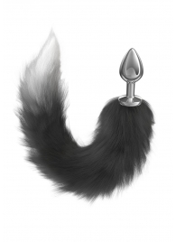 Серебристая анальная пробка с черным хвостом Starlit - Lola Games - купить с доставкой во Владикавказе