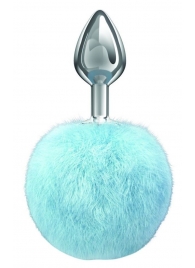 Серебристая анальная пробка с голубым пушистым хвостиком Twinkle - Lola Games - купить с доставкой во Владикавказе