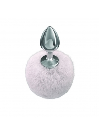 Серебристая анальная пробка с белым пушистым хвостиком Twinkle - Lola Games - купить с доставкой во Владикавказе