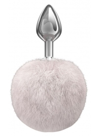 Серебристая анальная пробка с белым пушистым хвостиком Twinkle - Lola Games - купить с доставкой во Владикавказе