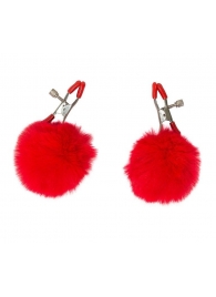 Зажимы на соски Angelic с красными меховыми шариками - Lola Games - купить с доставкой во Владикавказе