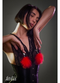 Зажимы на соски с красным пухом Euphoric - Lola Games - купить с доставкой во Владикавказе