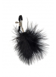 Зажимы на соски с черным пухом Euphoric - Lola Games - купить с доставкой во Владикавказе