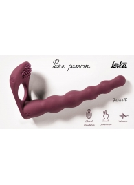 Бордовая вибронасадка для двойного проникновения Farnell - 17 см. - Lola Games - купить с доставкой во Владикавказе