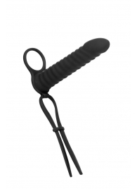 Черная вибронасадка для двойного проникновения Rori - 17 см. - Lola Games - купить с доставкой во Владикавказе