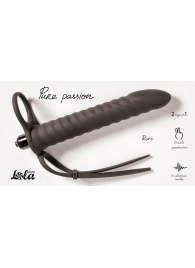 Черная вибронасадка для двойного проникновения Rori - 17 см. - Lola Games - купить с доставкой во Владикавказе