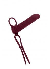 Бордовая вибронасадка для двойного проникновения Rori - 17 см. - Lola Games - купить с доставкой во Владикавказе