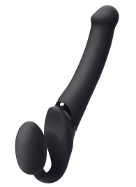 Черный безремневой вибрострапон Silicone Bendable Strap-On M - Strap-on-me - купить с доставкой во Владикавказе