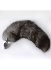 Серебристая коническая анальная пробка с пушистым хвостиком - Sitabella - купить с доставкой во Владикавказе