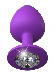 Фиолетовая анальная пробка со стразом Her Little Gem Large Plug - 9,5 см. - Pipedream - купить с доставкой во Владикавказе