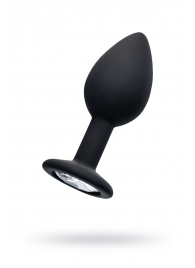 Черная анальная втулка с прозрачным стразом - 7,2 см. - POPO Pleasure - купить с доставкой во Владикавказе