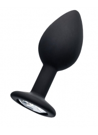 Черная анальная втулка с прозрачным стразом - 7,2 см. - POPO Pleasure - купить с доставкой во Владикавказе