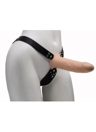 Пустотелый реалистичный фаллопротез на ремешках с заклепками - 17,5 см. - LOVETOY (А-Полимер) - купить с доставкой во Владикавказе